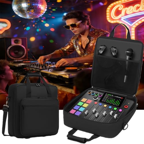 DJ Controller Case Gig Bag, Padded Nylon Audio Mixer Travel Case with Removable Strap - Compatible with Rodecaster Pro II, TC Helicon GoXLR, MG10XU 10 Channel Mixer Board (15.4" x 15" x 5.1")