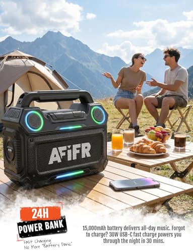 Outdoor Bluetooth Speaker 160W: IP67 Waterproof, 24H, TWS | Rugged portable speaker with deep bass, LED lights, TWS pairing for parties, beach, travel, camping, garage - color: Green