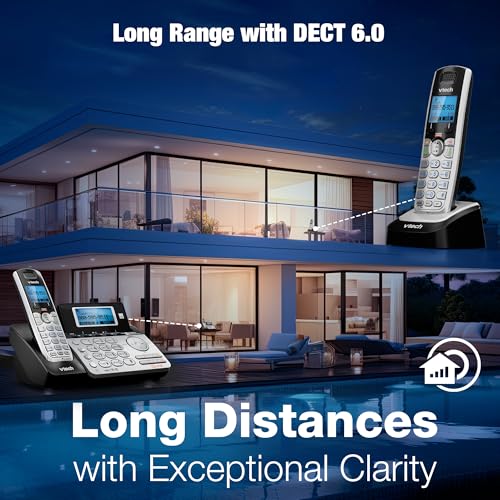VTech DS6151-2 2-Line Expandable Cordless Phone System, 2 Handsets | Digital Answering System, Caller ID, DECT 6.0, Home & Small Business, Black/Silver - size: 2 Handsets