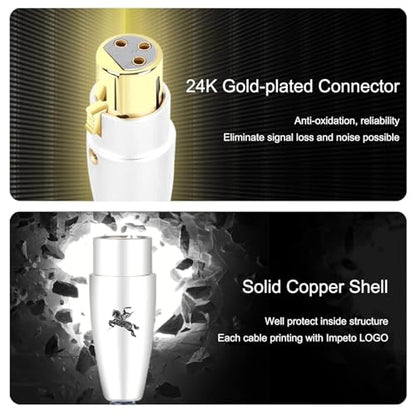 Balanced XLR Cable 2-Pack, Male to Female, 3-Pin, 2.4ft/0.75M, 24k Gold Plated - color: XLR Cables, size: 2.4FT/0.75m