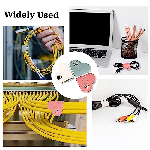 KALIONE 하트 코드 오거나이저 3팩 랩 매니저, USB 케이블 오거나이저 보관 PU 가죽 이어폰 보관 스트랩 휴대용 가방 충전 케이블 홀더 귀여운 헤드폰 케이스 여성 여아용 선물
