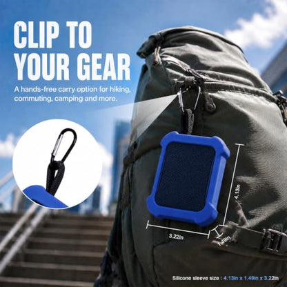 Silicone Case for JBL Go 5 with Metal Carabiner, Dark Blue, Case Only | Thickened Edges, Inner Cushioning Ribs, Easy Button Access, Uncovered Grille and Edge Light, for Travel and Outdoor Use - color: Dark Blue