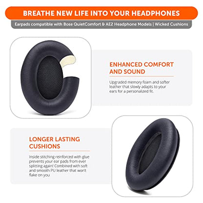 WC PadZ QC15 - Replacement Ear Pads for Bose QuietComfort 15 | Made by Wicked Cushions | Also fits QC25, QC2, AE2, AE2i & AE2W. Supreme Comfort, Extra Durable | PU Leather