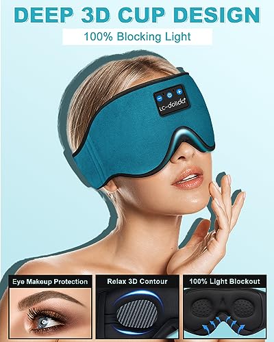 Sleep Mask with Bluetooth Headphones,LC-dolida Sleep Headphones Bluetooth Sleep Mask 3D Sleeping Headphones for Side Sleepers Best Gift and Travel Essential (Blue) - color: Blue