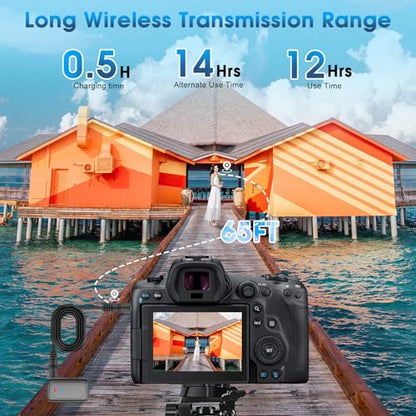 Wireless Lavalier Microphone for iPhone, iPad, Android, Camera - Mini Microphone with Noise Reduction & Charging Case - Mini Clip-on Mic for Podcasting, Vlogging, Live Streaming, Interview