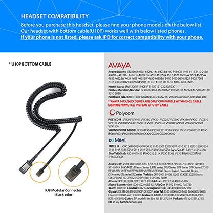 IPD IPH-165 Phone Headset with Noise Cancelling Microhone for Office and Call Center- Comapatible with Polycom VVX,Aastra,Avaya Digital, Nortel, Samsung,Mitel landline Phones | Office and Call Center, Compatible with Polycom VVX, Aastra, Avaya Digital, No