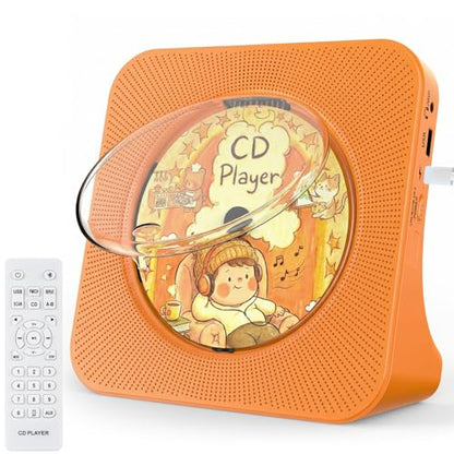 Gueray Portable CD Player with Bluetooth, CD Player with Speaker for Home | Plug-in desktop use,2-way Bluetooth mode, 3W speakers, FM radio, sleep timer, A-B repeat,USB/AUX - color: Orange