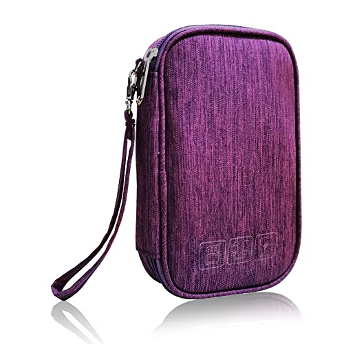 Electronic Organizer Bag Cable Organizer Travel Cord Organizer Case Pouch Portable Carrying Case for Charger Hard Drive Earphone USB SD Card (Purple) - color: Purple