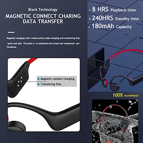 Waterproof Bone Conduction Bluetooth Headphones Ultralight Swimming Headphones IP68 Waterproof Bluetooth 5.3 Open Ear Wireless Sports Headset with MP3 Play 16G Memory for Running Swimming (Black)
