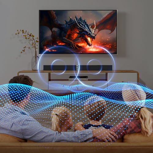 MZEIBO Sound Bar for Smart TV，80W Detachable Bluetooth Soundbar with Powerful Bass, 2-in-1 Home Theater Audio System, ARC/Optical/AUX Connectivity for TV/PC/Laptop/Game Console