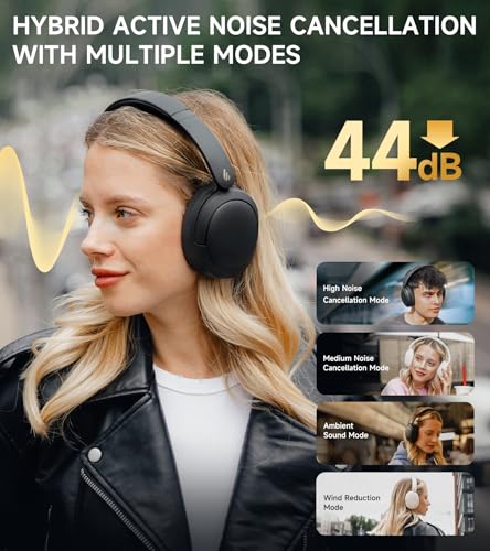 Edifier W800BT Pro Hybrid Active Noise Cancelling Headphones - Hi-Res Audio - AI Call Noise Cancellation - 45H Playtime - Fast Charging - Foldable - Wireless Over-Ear Bluetooth 5.4 Headphones - Black - color: Black