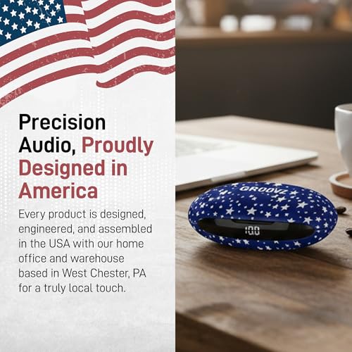 Groovz Open-Ear Plus True Wireless Headphones with Battery Display - Designed & Engineered in the USA - Multi-Point Pairing Bluetooth Open Ear Earbuds Compatible w/Apple & Android - Blue Starry Night - color: Blue Starry Night