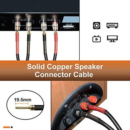 UCINNOVATE Bi-Wire Speaker Cables, 2 Pack OFC 9.8Ft Home Theater Premium Speaker Cable Wire with Gold-Plated Banana Tip Plugs, Audiophile Heavy Duty Braided Speaker Wire for Audio Amplifier Subwoofer - style: 2 x Bi Wired Speaker Wires