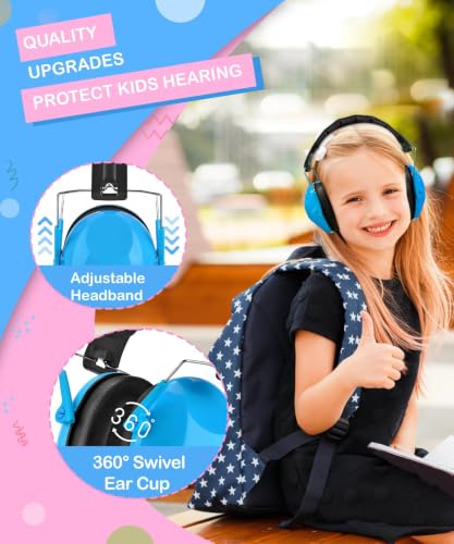 ZOHAN 032 Kids Noise Cancelling Headphones - 25dB NRR Kids Ear Protection, Hearing Protection Safety Ear Muffs for School Monster Truck Fireworks Traveling Studying Concerts Autism - Blue - color: Blue