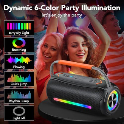 aowoka Bluetooth Speaker Portable Wireless Bluetooth Speakers with HD Stereo Sound, BT 5.4 TWS Pairing, IPX7 Waterproof, 30H Battery Life with Led Light for Outdoor/Party/Sport/Travel/Gifts