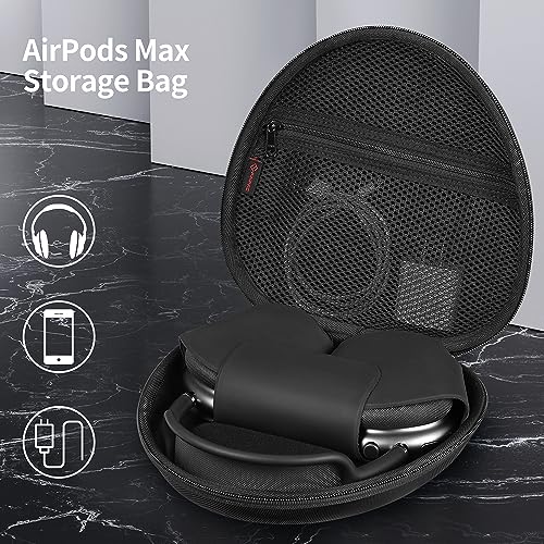 Fintie Hard Case for AirPods Max 2 (2026) and AirPods Max 1 (2024/2020) | Travel Carrying Storage Bag, Shockproof, Protective, Auto Wake/Sleep, Black - color: Black