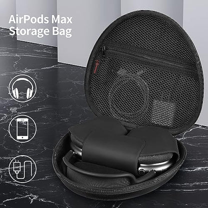 Fintie Hard Case for AirPods Max 2 (2026) and AirPods Max 1 (2024/2020) | Travel Carrying Storage Bag, Shockproof, Protective, Auto Wake/Sleep, Black - color: Black