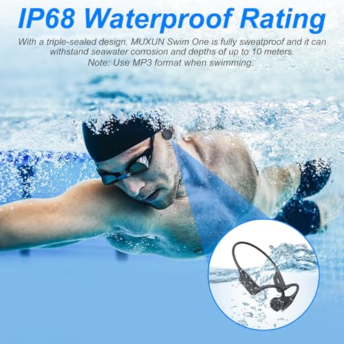 Bone Conduction Headphones - Bluetooth 5.4 & 32GB Memory MP3 Player IP68 Waterproof Headphones for Swimming, Bone Conduction with Mic Open Ear Running Headphone for Swimming, Running, Cycling (Black) - color: Black