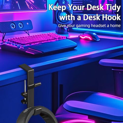 Desk Mount Bag Holder Hook Clamp, Bag Hook 1 Pcs-Double Hook Black | Portable Purse Hook for Table, Reduce Desk Clutter, Desk Mount Headphones Holder, Backpack Hanger, Table Hanging Storage - color: 1 Pcs-Double Hook Black