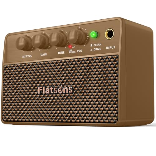 10W Mini Guitar Amp,Rechargeable Electric Guitar Amplifier | with Clean/Drive Channel,6H Working,3.5mm headphone jack for silent practice,Wireless Portable Amp for Practice & Traveling - color: Brown