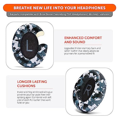 WC PadZ NC700 - Upgraded Ear Pads for Bose 700 Noise Cancelling (NC700) | Made by Wicked Cushions | Softer PU Leather, Luxurious Memory Foam, Added Thickness, Extra Durable | Snow Camo - color: Snow Camo
