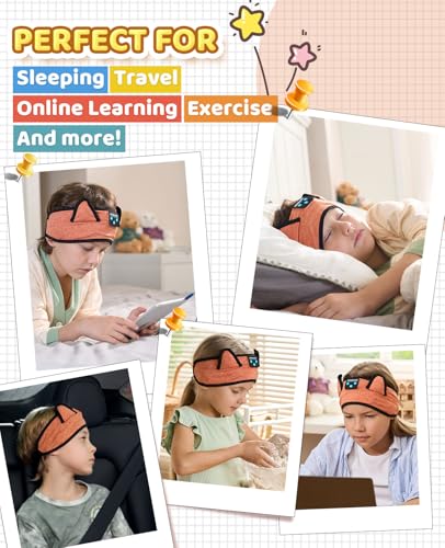 Baby Headphones, Kids Headphones Bluetooth Headband Adjustable, Wireless Headband for Kids with Wired Playback 3.5 MM Jack for Teens/Boys/Girls/Smartphones/School/Airplane Travel/Tablet - color: Orange
