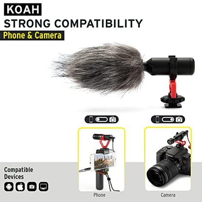 Condenser Camera Microphone – Compact, Straight Facing Professional On Camera Cardioid Mic - for Sony, Panasonic, Canon, Nikon, Fuji, Olympus Cameras