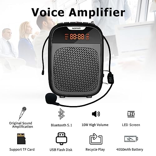 Mini Voice Amplifier, Portable Speake with Wired Microphone Headset | Rechargeable Bluetooth Voice Amplifier, PA System, Personal Speaker Megaphone for Teachers, Tour Guides, Meeting, Coaches