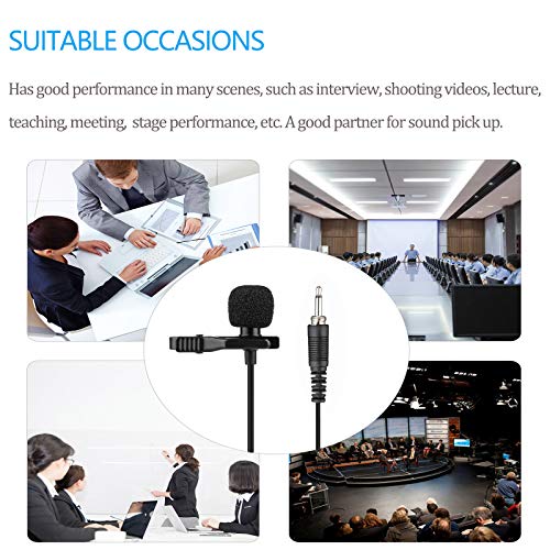 Lavalier Microphone Lapel Microphone Compatible with Wireless Transmitter - Unidirectional Condenser Mic - 3.5mm Screw Lock Plug