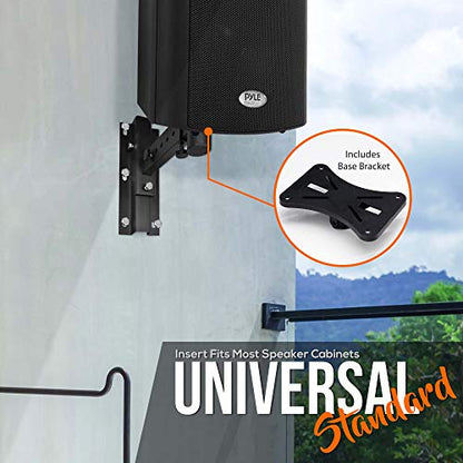 Pyle 90°-30° Angle, Tilt, Rotation Adjustment & Solid-Steel Pin Serves as Safety-Stop Mount Speaker Bracket Stands-Dual Universal Adjustable w/ 12.5'' Distance from Wall (PSTNDW15) - style: Mount