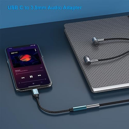 BENFEI USB C to Audio Jack Adapter with DAC chipset, USB-C to 3.5mm Female Headphone Compatible with iPhone 15 Pro Max/15 Pro/15, Samsung Galaxy S24/S23/S22/S21 Ultra, iPad Pro, Pixel 8 Blue - color: Blue