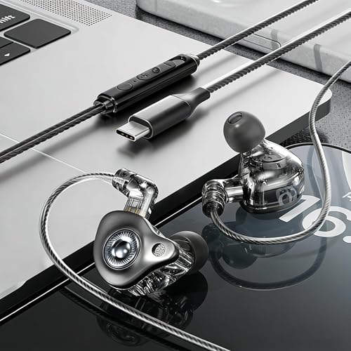 USB C Headphones Wired with Microphone for iPhone 17e 17 16e 16 Pro Max 15 Samsung S26 S25 Ultra Google Pixel Pods Noise Cancelling USBC Earphones, Over-Ear Earbuds for Apple Android Phone Ear Buds - color: Black
