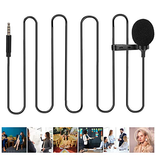 Professional Omnidirectional Portable Lavalier Microphone Wired with 1.5M Cable for Interview Recording for Mobile Phones 3.5mm Interface Plastic Material