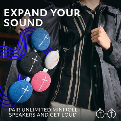 Ultimate Ears MINIROLL Waterproof Bluetooth Speaker - Calming Pink | Balanced Bass, IP67 Dustproof, 131 ft (40 m) Range - color: Pink
