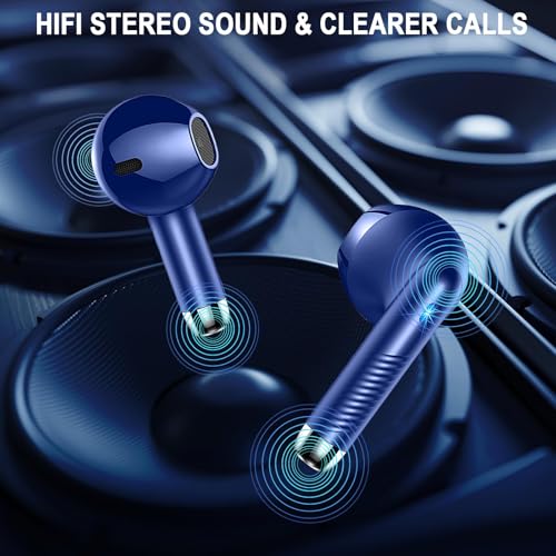 Wireless Earbuds, Bluetooth 5.4 Headphones, LED Power Display, Bass Stereo | Ear Buds, Bluetooth Earbuds, in-Ear Noise Cancelling Mic, 40H Playback Mini Case, IP7 Waterproof Sport Earphones, Android iOS - color: Oriental Blue