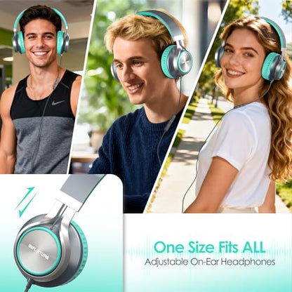 INFURTURE USB C Headphone for School & Adults Over-Ear Headphone with Mic | No Charging. Plug & Play. Crisp Calls. Lightweight Comfort. Tangle-Free Cable. Ideal for Students & Frequent Travellers - color: Green