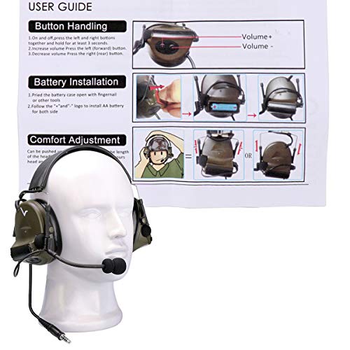 Retevis EHK007 Tactical Headset for Radio, Airsoft Ear Protection, 1 Pack | for Hunting & Shooting,ENC,Adjustable Headband,Well-fitting,Racing Headset,Compatible with Baofeng UV-5R/BF-F8HP PRO/AR-5RM
