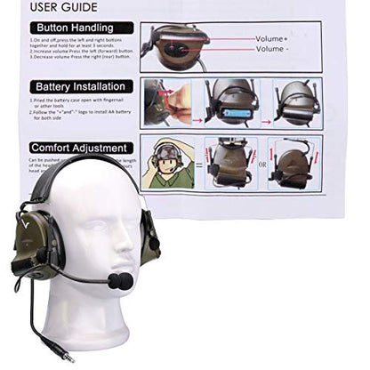 Retevis EHK007 Tactical Headset for Radio, Airsoft Ear Protection, 1 Pack | for Hunting & Shooting,ENC,Adjustable Headband,Well-fitting,Racing Headset,Compatible with Baofeng UV-5R/BF-F8HP PRO/AR-5RM