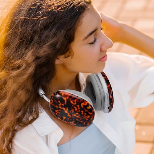Tellegloww Brown Tortoise Shell Leopard Print Case Cover Compatible with Airpods Max, Protective Ear Cup Covers Accessories