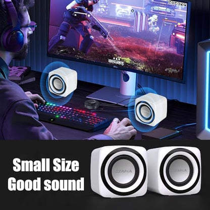 Basics Stereo 2.0 Speakers for PC or Laptop with Volume Control,USB-Powered, 1 Pair, White - color: White