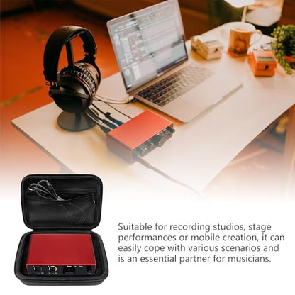 Musiin Audio Interface Case Compatible with Focusrite Scarlett Solo 4th Gen | Fender Quantum LT2,KORG NTS-3, EVA Storage with Soft Lining, Mesh Pocket, Dual Zipper, Portable Silicone Handle for Carrying