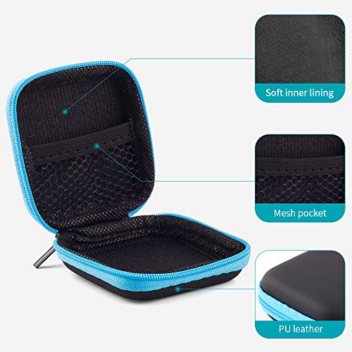 SUNGUY [2-Pack Earbud Case, Portable Square Earphone Carrying Cases with 2 Carabiners for Earphones, Earbuds, Earpieces, SD Memory Card, Camera Chips - Red+ Blue - color: Red+Blue