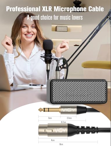 VIOY XLR to 1/4 Cable 6.6FT, 6.35mm TRS to XLR Female Balanced Mic Cord | Multi-layer shielding noise reduction, nylon braided audio xlr cord for mixer, microphone, piano and karaoke device - size: 6.6FT