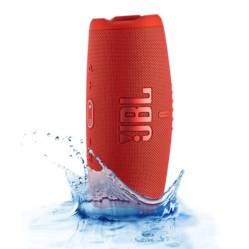 JBL Charge 5 Wireless Bluetooth Speaker (Red) | Rugged IP67 Waterproof Outdoor Audio with Deep Bass & 20H Playtime | Includes Protective Travel Case for Beach, Hiking, Camping, and More - color: Red