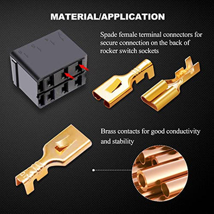 Twidec/100PCS 7.8mm Female Spade Connector Quick Splice Crimp Terminals Non Insulated Wire Connector for Electrical Wiring Relay Car Audio Speaker N-005-7.8-F - size: 7.8mm Female