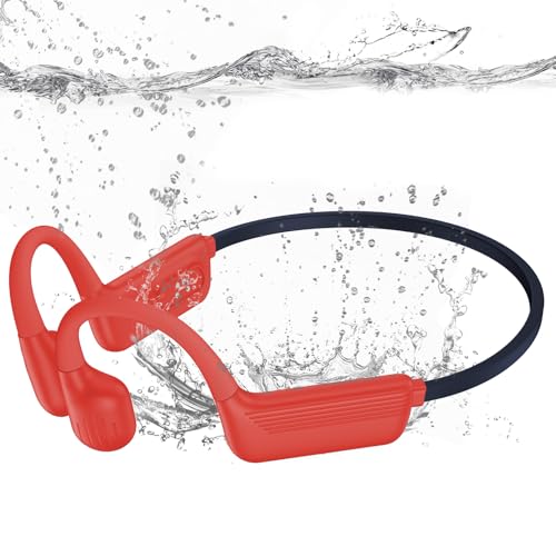 Swimming Headphones-Bone Conduction Headphones, IP68 Waterproof Open Earphones, LiteSurge Bluetooth 5.4 Underwater Sport Earbuds with 32 GB MP3 Memory for Swimming, Marathon-Neon Orange