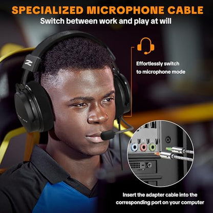 talomen Studio Monitor Headphones for Recording, Wired Over Ear Studio Headphones with Detachable Boom Microphone, Professional Monitoring Headset for Podcast, Broadcast, Streaming & Audio Mixing