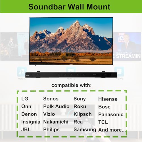 Adjustable Soundbar Mount, Lockable & Universal Fit, Anti-Slip | Removable Wall Brackets, 3.4-5.2 inch Adjustable, Metal, 25 lbs Capacity, Under TV Mount - color: Adjustable-1 (3.4"-5.2")