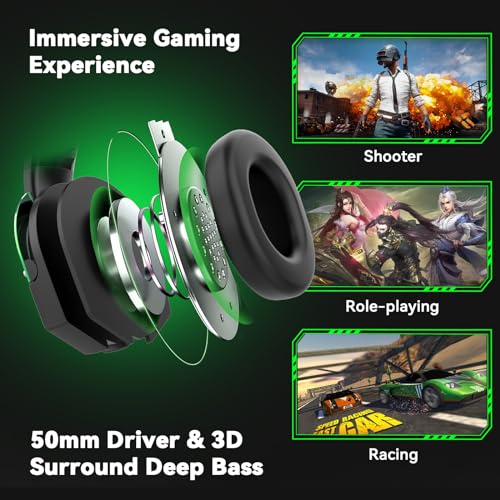 IMYB A88 Gaming Headset with Microphone, Stereo Wired Noise Cancelling Over-Ear Headphones with Mic for Pc, Ps5, Xbox One Series X/s, Ps4, Computer, Laptop, Mac, Nintendo, Gamer (Green) - color: Green