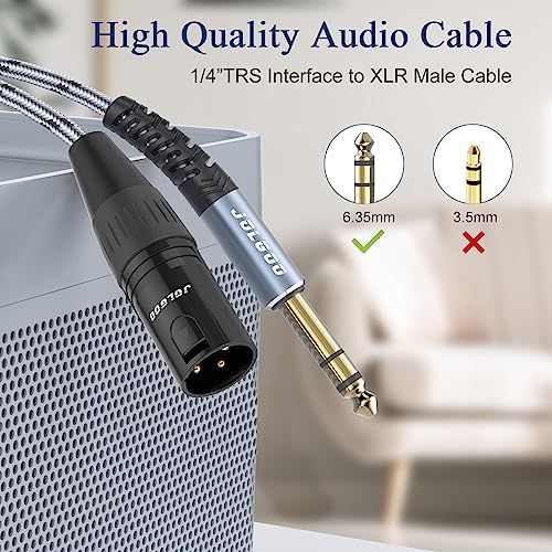JOLGOO 1/4 Inch TRS to XLR Male Cable, Balanced 6.35mm TRS Plug to 3-pin XLR Male, Quarter inch TRS Male to XLR Male Microphone Cable, 6.6 Feet 2 Pack - size: 6.6 Feet - 2 Pack, style: 1/4 TRS Male to XLR Male
